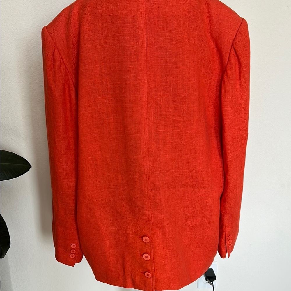 CHAUS LINEN Women's Orange button front Blazer - Picture 4 of 13